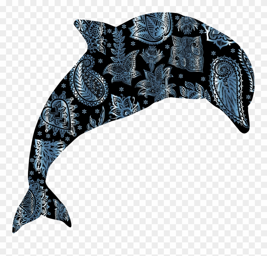 Floral Pattern Dolphin Clipart