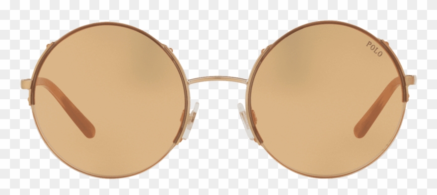 Half Rim Round Sunglasses In Shiny Rose Gold - Sunglasses Clipart