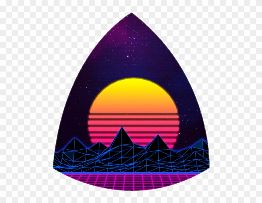 Moon Sun Sky Night Stars Planets Galaxy Space Art Digit - Synthwave Clipart