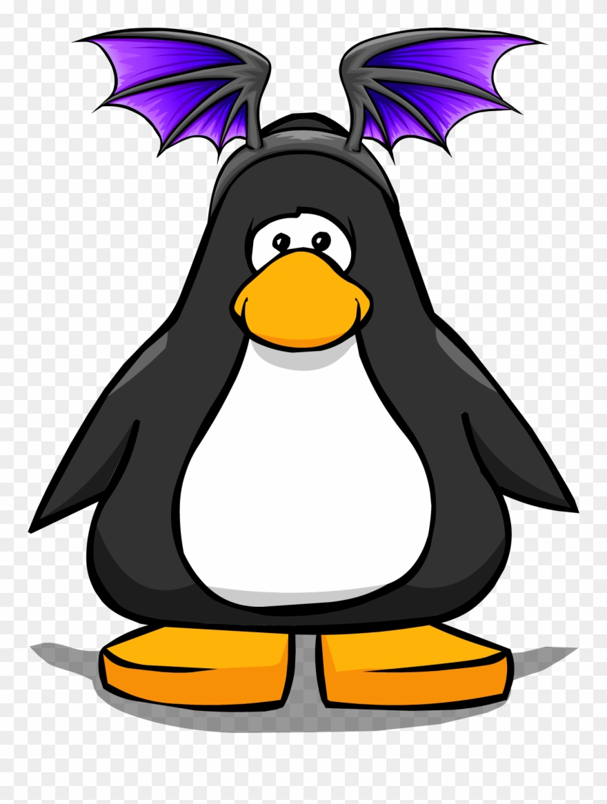 Purple Bat Wings From A Player Card - Club Penguin Wearing Hat Clipart