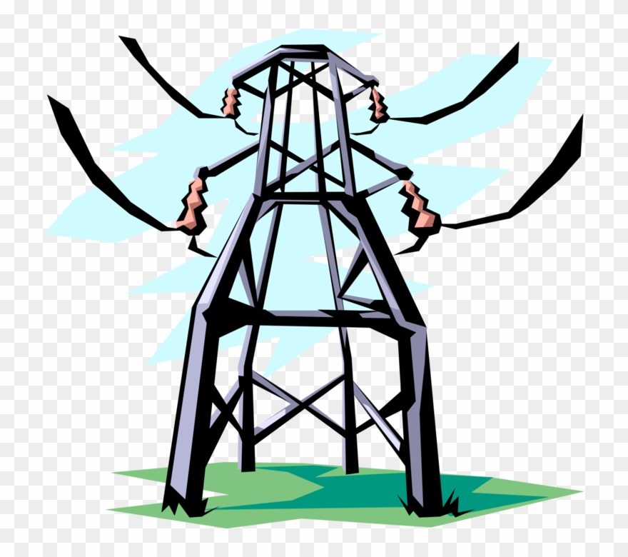 Vector Illustration Of Transmission Tower Carries Electrical - Energia Clipart - Png Download