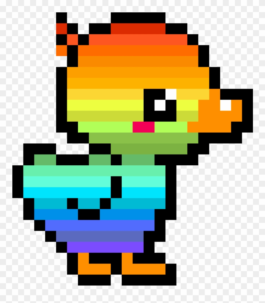 Hue-y Duck - Perler Bead Animal Pattern Clipart