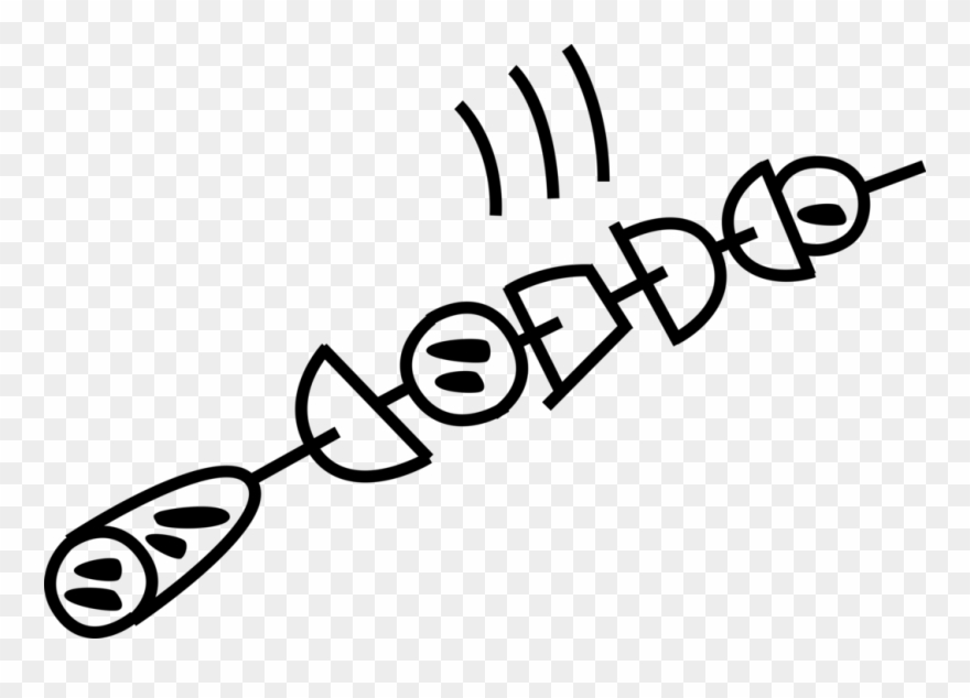 Vector Illustration Of Shish Kebab Skewer With Small - Skewer Clipart