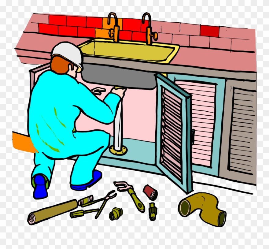 Plumber Fixing Kitchen Sink Picture - Kitchen Clipart
