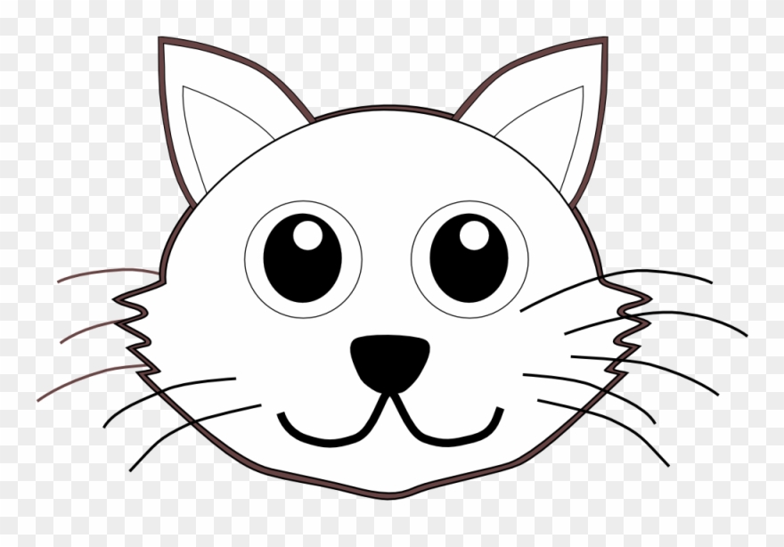 Draw A Cartoon Cat - Cat Face Clipart Black And White - Png Download