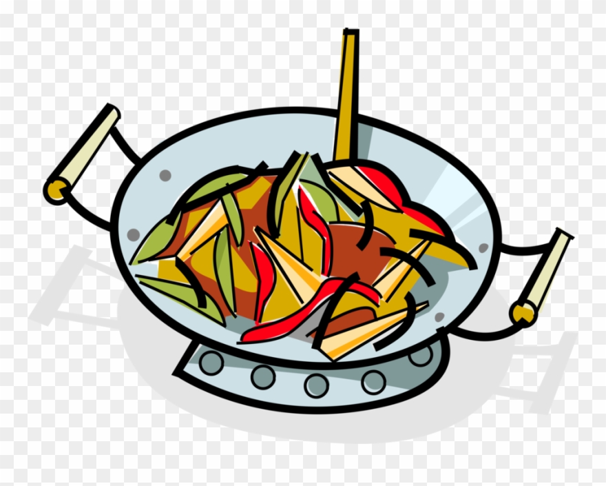 Vector Illustration Of Chinese Cuisine Asian Stir-fry - Stir Fry Clip Art - Png Download