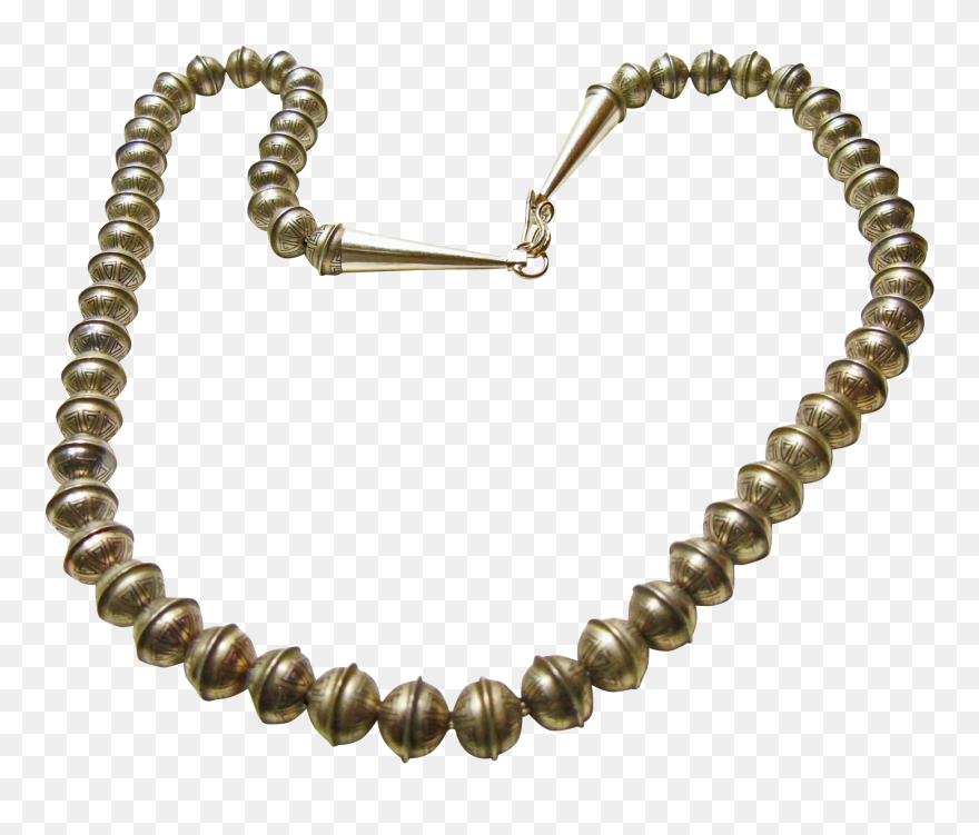 Native American Bench Bead Necklace With Stamped Aztec - Smaragd Ketting Clipart