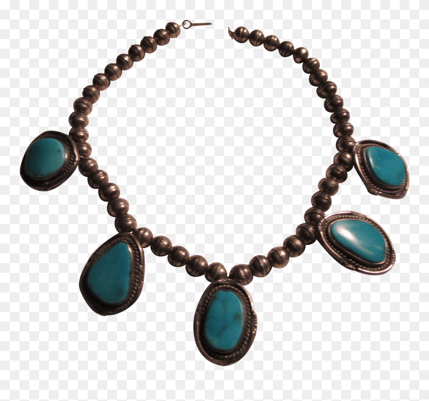 Native American Silver And Turquoise Pendants Necklace Clipart