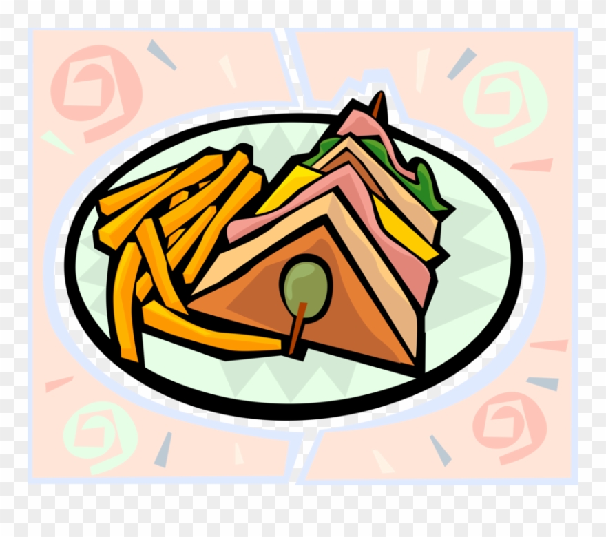 Vector Illustration Of Club Sandwich Lunch With French - Club Sandwich Clipart - Png Download