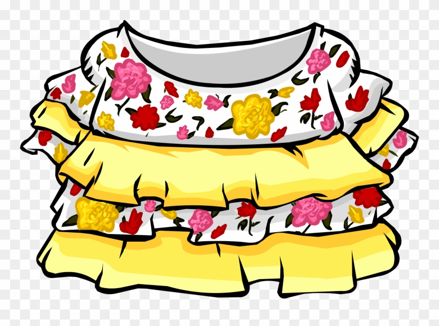 Yellow Fiesta Dress - Club Penguin Floral Dress Clipart