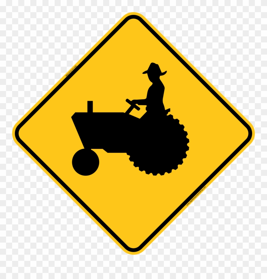 Tractor Crossing Icon Warning Trail Sign - Tractor Road Sign Clipart