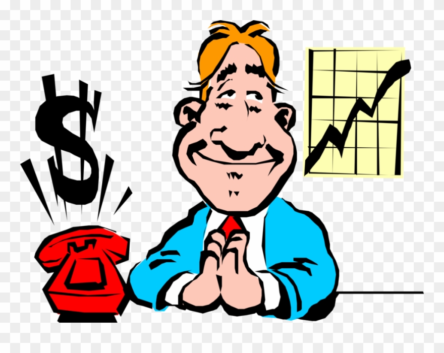 Vector Illustration Of Businessman With Phone Ringing, - Investment Clipart