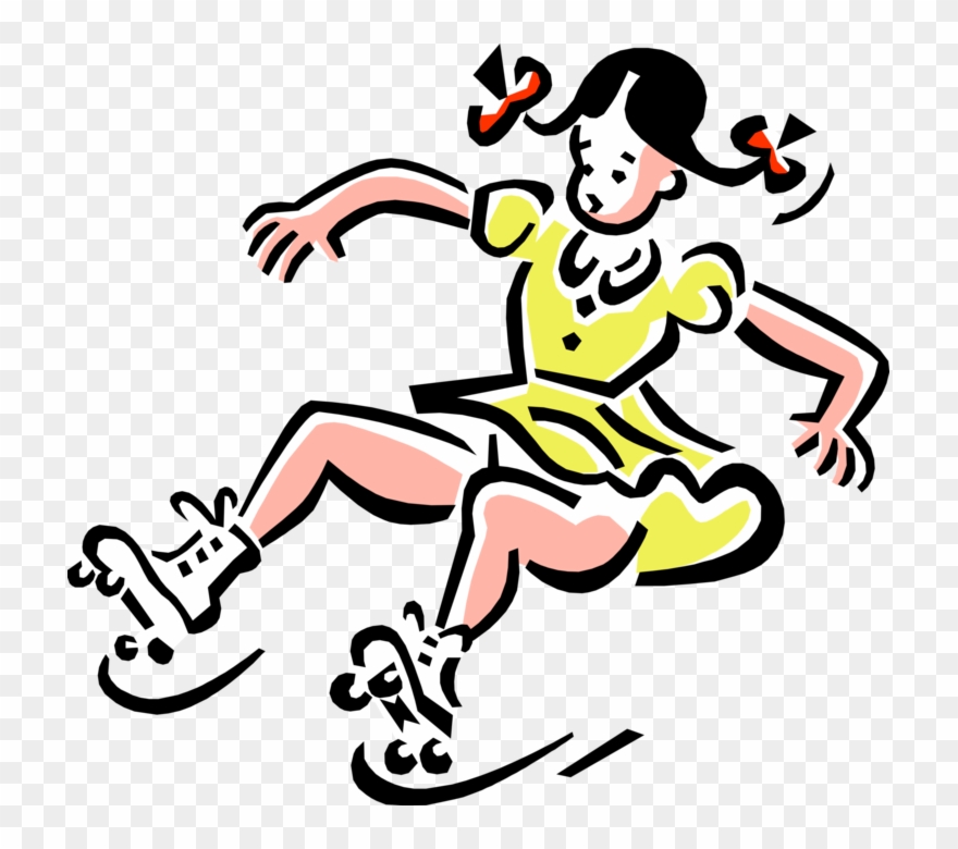 Vector Illustration Of 1950's Vintage Style Girl With - Menina De Patins Png Clipart