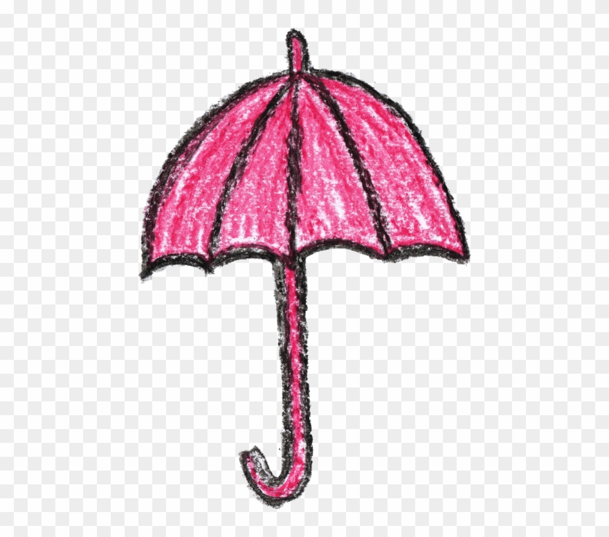 Crayon Umbrella Drawing Png - Drawing Clipart