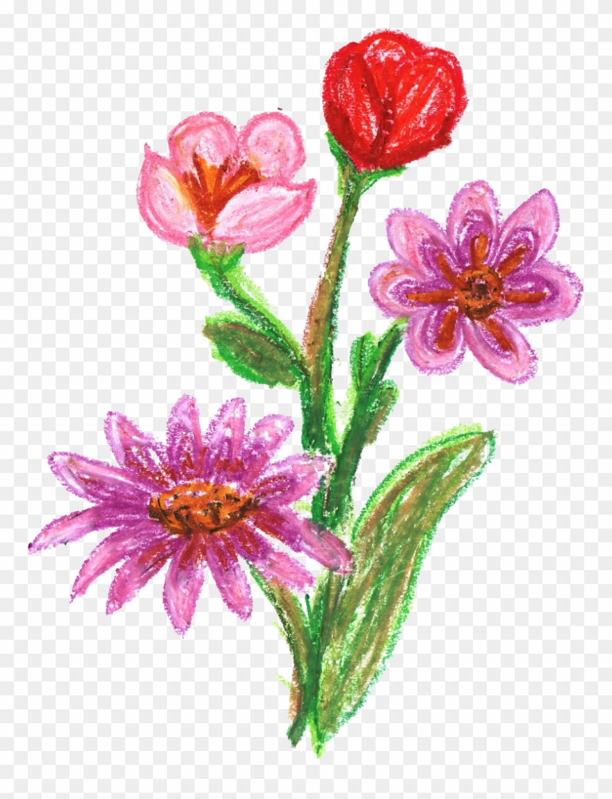 Crayon Clipart Flower - Flower Drawing Crayon Png Transparent Png