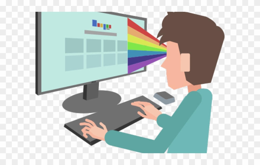 Tech Clipart Damaged Computer - Does Red And Blue Light Make Together - Png Download