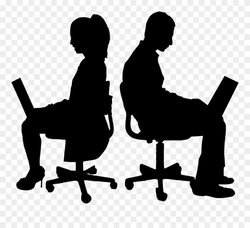 Silhouette, Teamwork, Business, Computer, Isolated, - Silhouette Computer Png Clipart