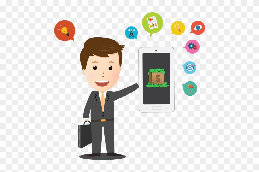 We Do It All For You, This Is A Fully Managed Solution - Cartoon Man With Mobile Png Clipart