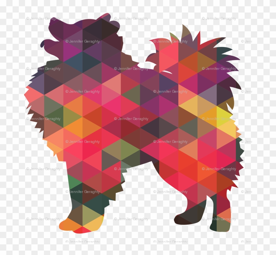 American Eskimo Geometric Pattern Multi Fabric - American Eskimo Dog Clipart
