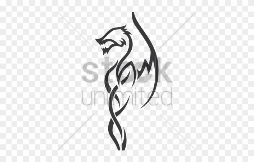 Tribal Tattoos Clipart Png Format - Minimal Lines Drawing Dragon Transparent Png