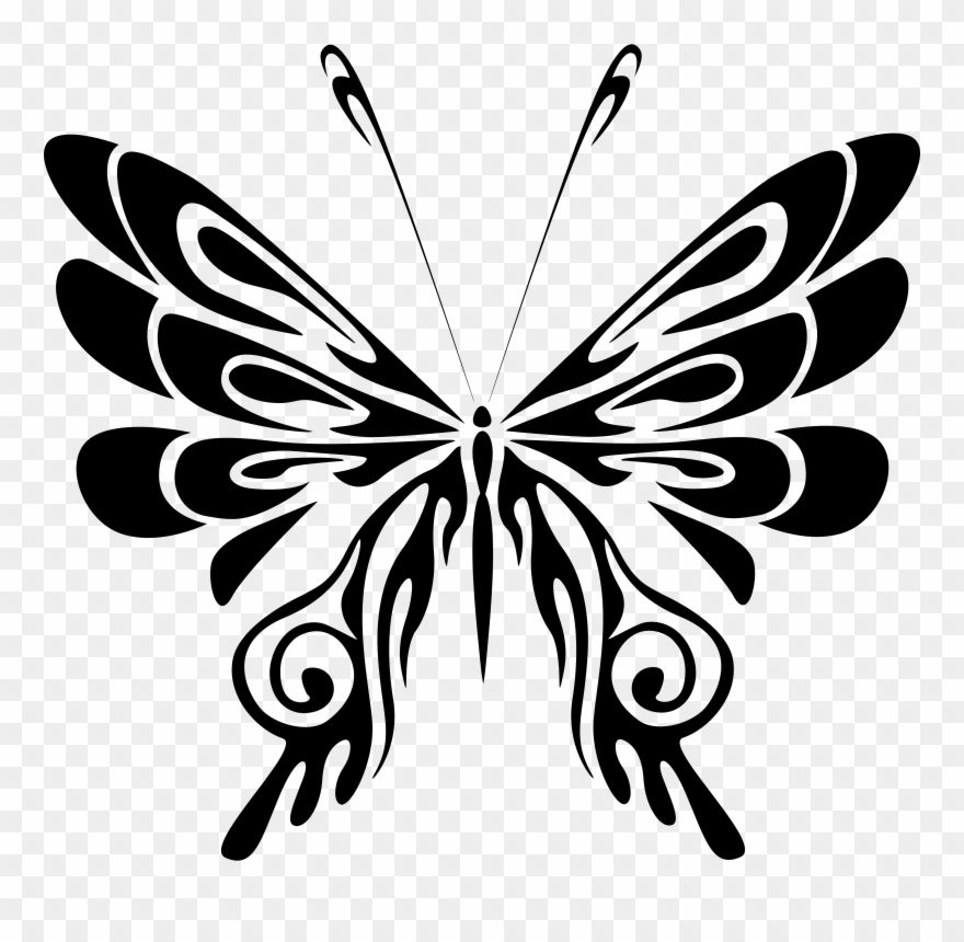 Tribal Butterfly Cliparts - Butterfly Clipart Black Png Transparent Png