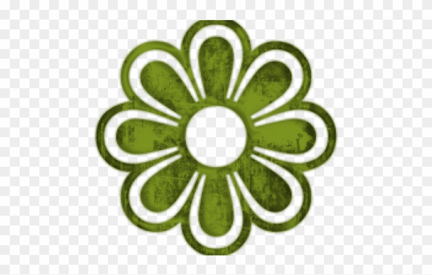 Green Clipart Flower - Easy Flowers Silhouette - Png Download