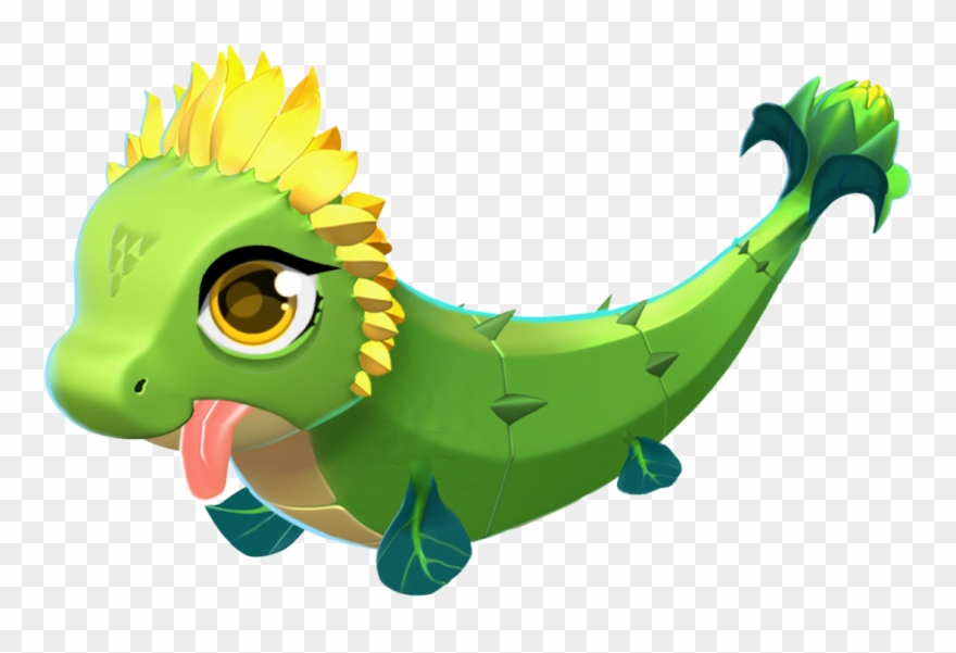 Sunflower Dragon Baby - Cartoon Clipart