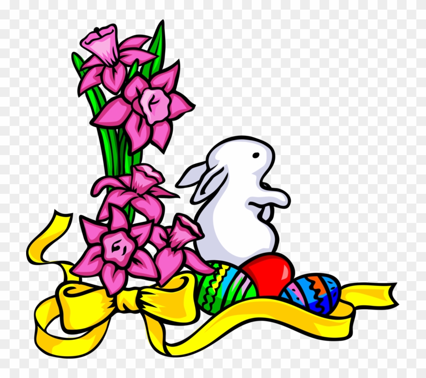 Vector Illustration Of Purple Easter Flowers And Yellow Clipart
