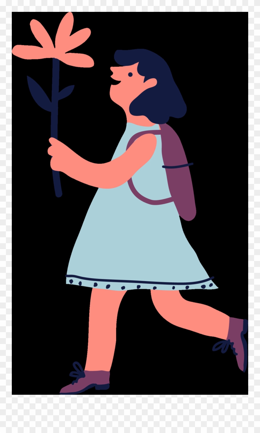 Girl With Flower - Illustration Clipart