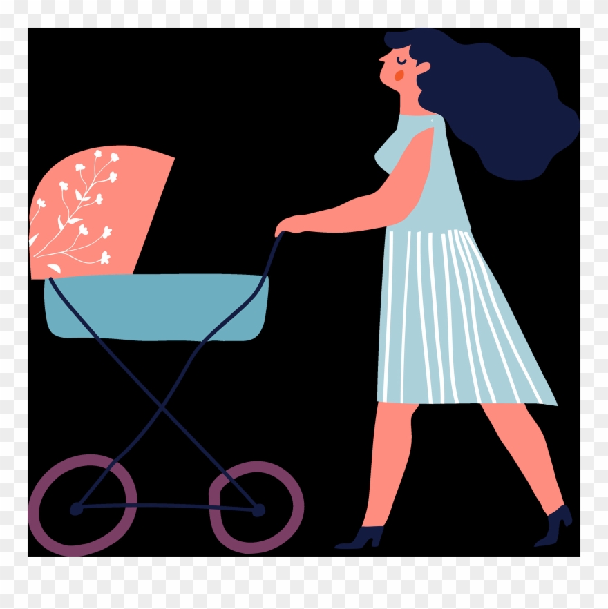 Mom With Stroller Clipart