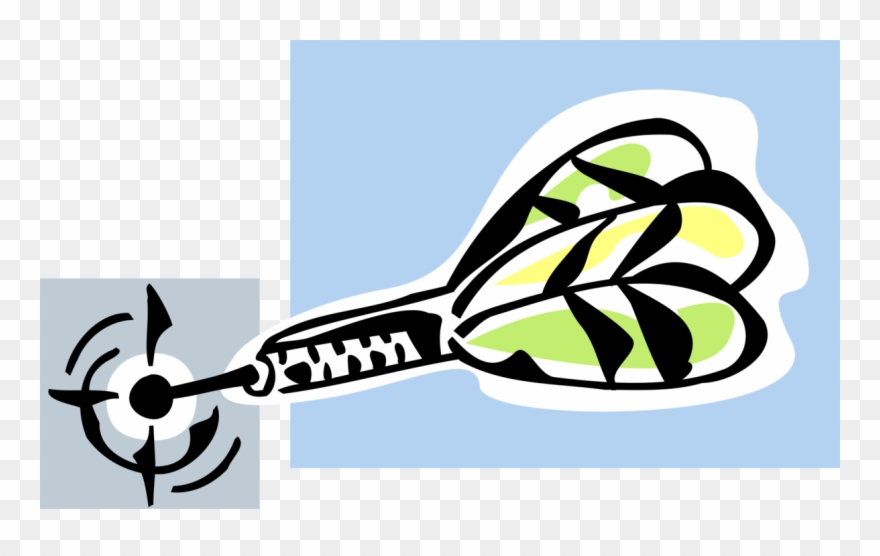 Vector Illustration Of Game Of Darts Dart In Dartboard - Learning Clipart