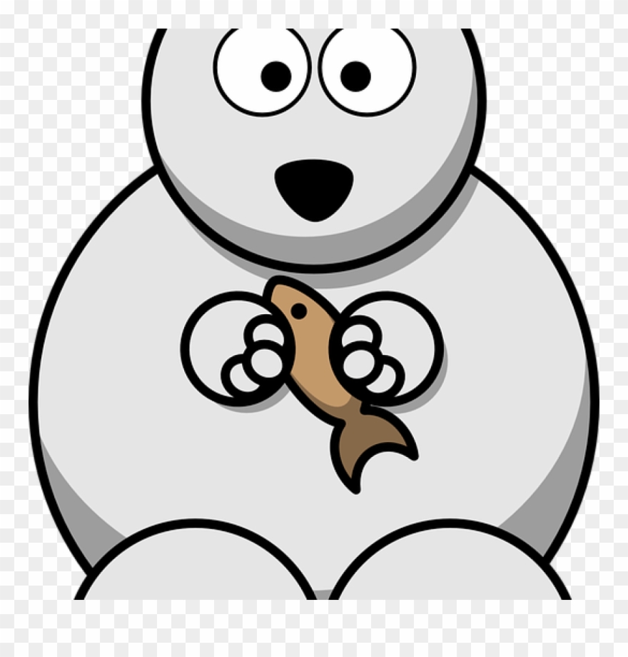 Polar Bear Clipart Free Bear Polar Arctic Free Vector - Cartoon Bear Black And White - Png Download