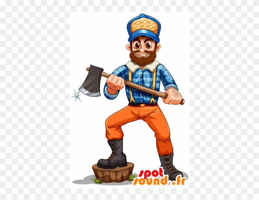 Mascot Bearded Lumberjack, With A Plaid Shirt Clipart
