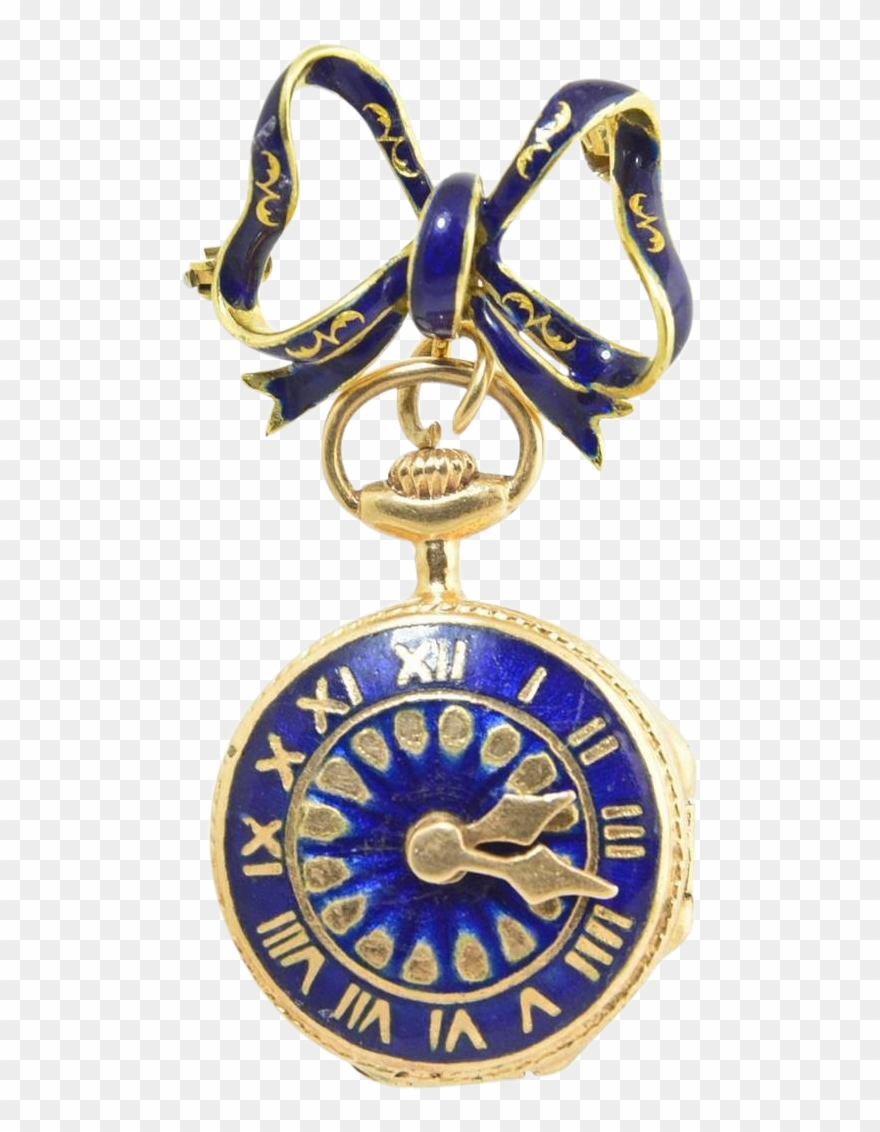 20th Century Victorian Revival Watch Theme Blue Enamel - Gold Medal Clipart