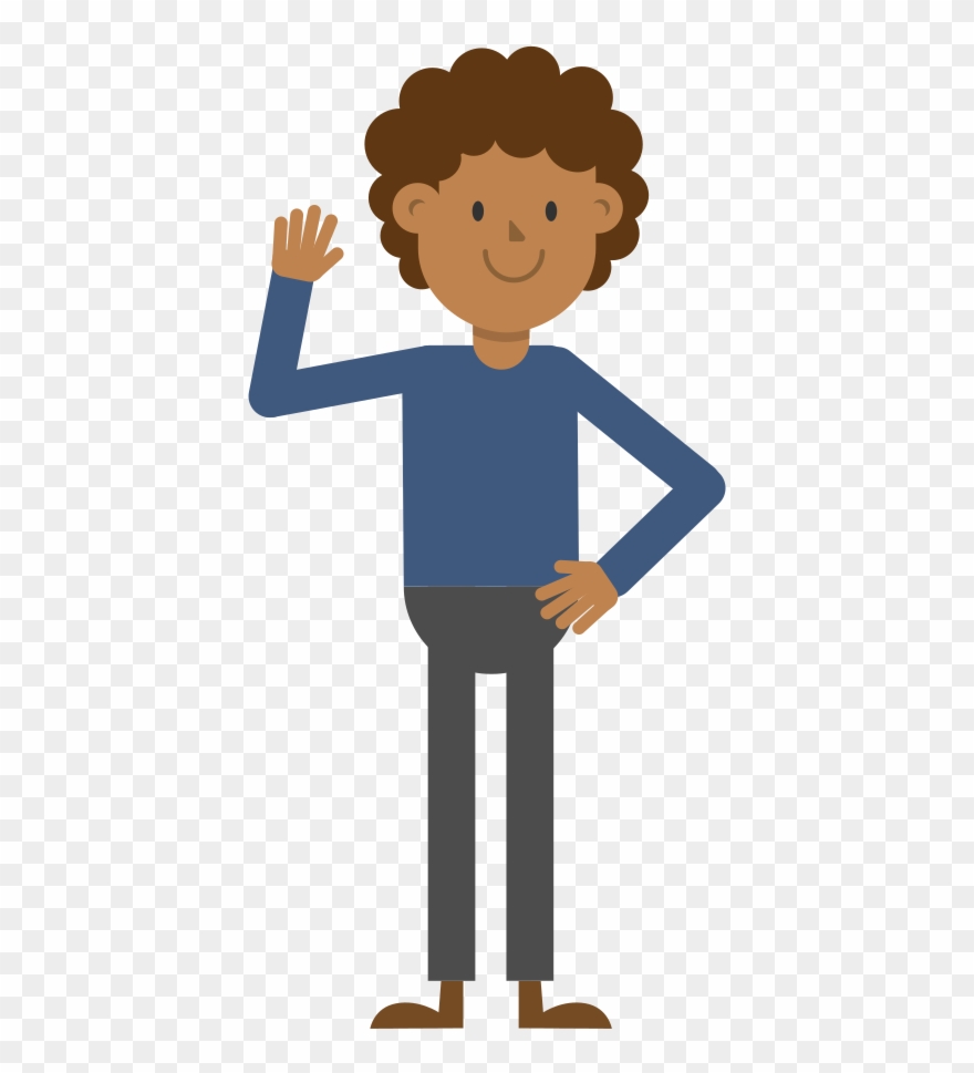 Open - Black Man Waving Cartoon Clipart