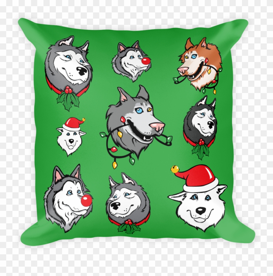 Siberian Husky Christmas, Holiday Large Square Throw - Pillow Clipart