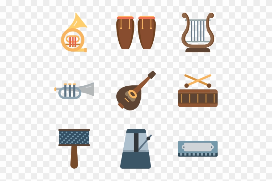 Instrument Icons Free Vector Color Musical - Music Instrument Flat Icon Clipart
