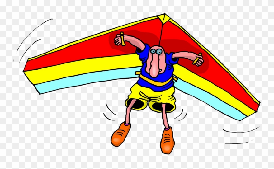 Man On Hang Glider - Hang Gliding Cartoon Png Clipart