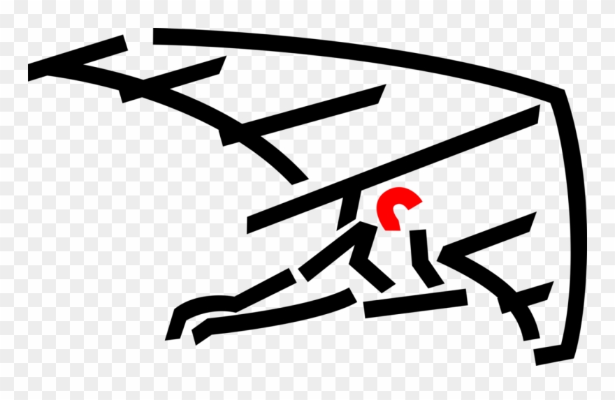 Vector Illustration Of Recreational Air Sport Hang - Hang Gliding Clipart
