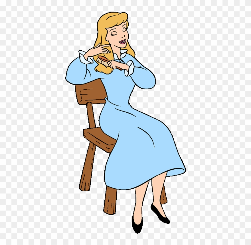 Graphic Black And White Download Cinderella Brushing - Disney Princess Cinderella Clipart - Png Download