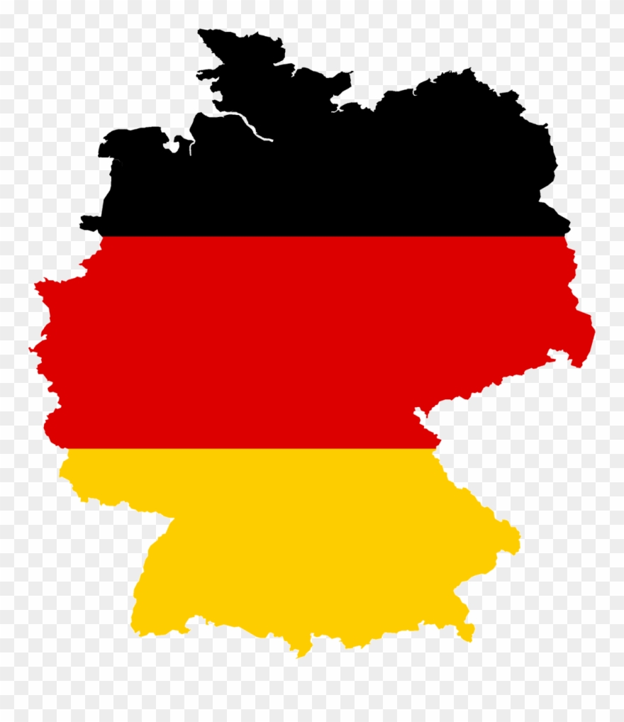 Germany Is Located In Central Europe, Bordering The - Germany Flag Map Clipart