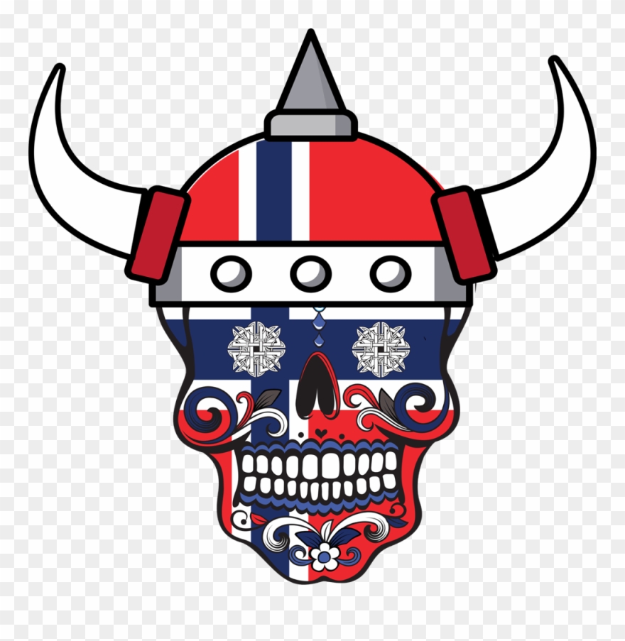 Melding The Flag Of Norway And A Sugar Skull, We Came - Sugar Skull Fridge Magnet, Fantasy/emo Clipart