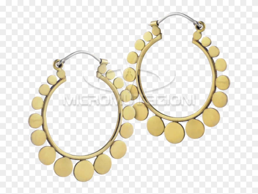 Brass Hoops Earrings With Silver Hook Ear - Earrings Clipart