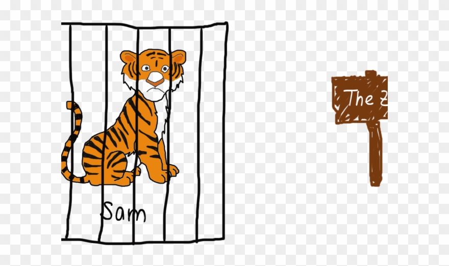 Jungle Clipart Tiger - Harimau Kartun Di Kandang - Png Download