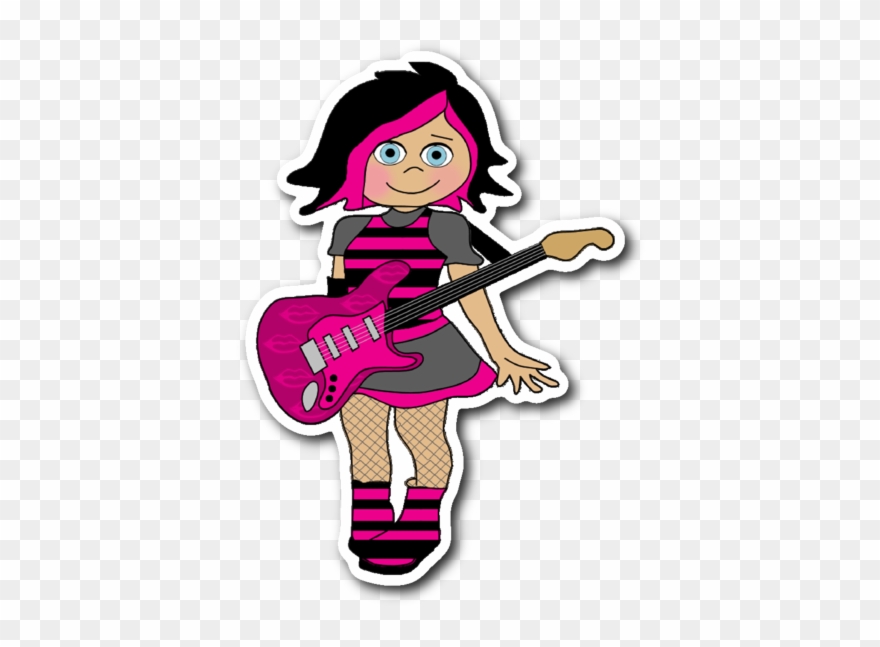 Pink Punk Rock Girl Vinyl Die Cut Sticker Clipart