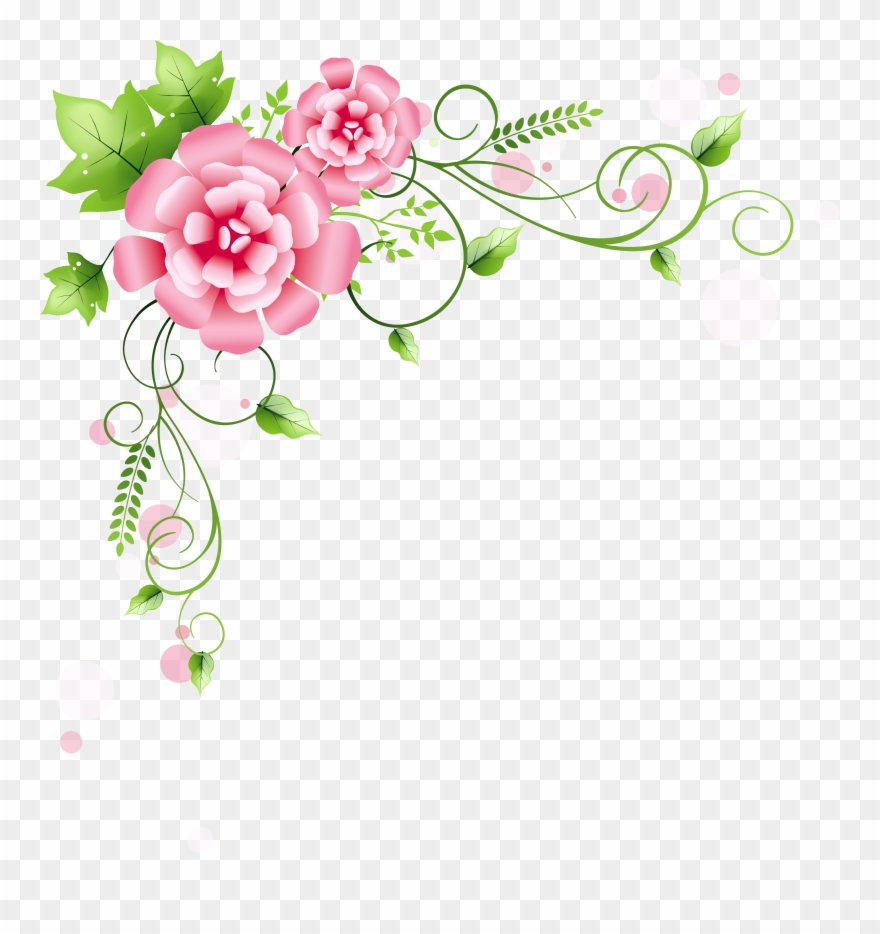 Corner Floral Decoration Png Clipart Picture - Pink Floral Corner Border Png Transparent Png