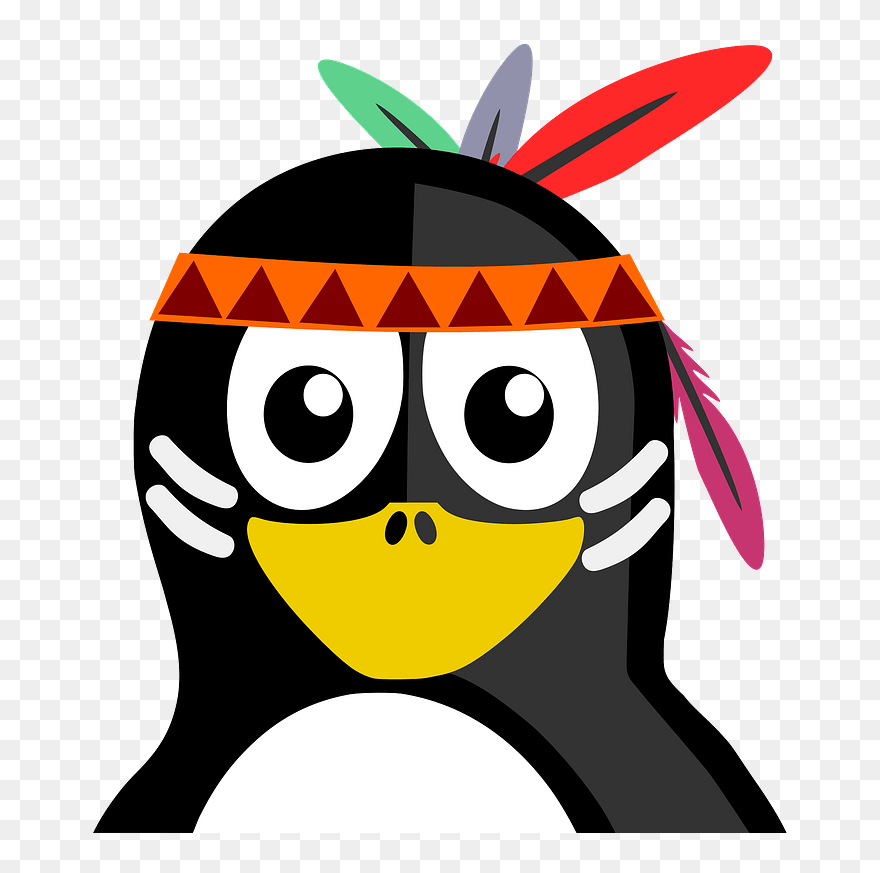 Native American Penguin Shower Curtain Clipart