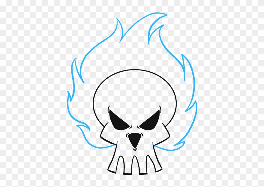 How To Draw Flaming Skull - Drawing Clipart