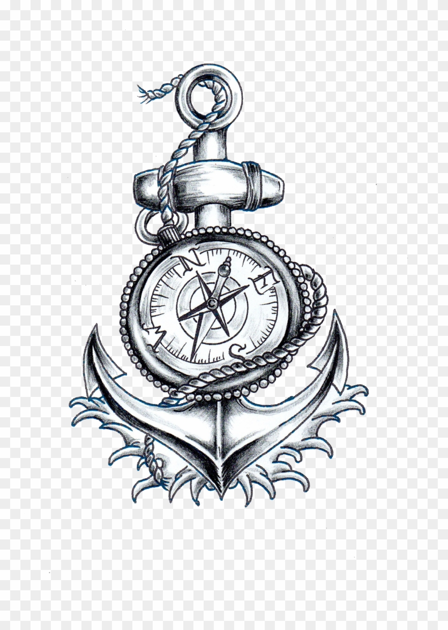 Nautical Anchor And Compass Clipart