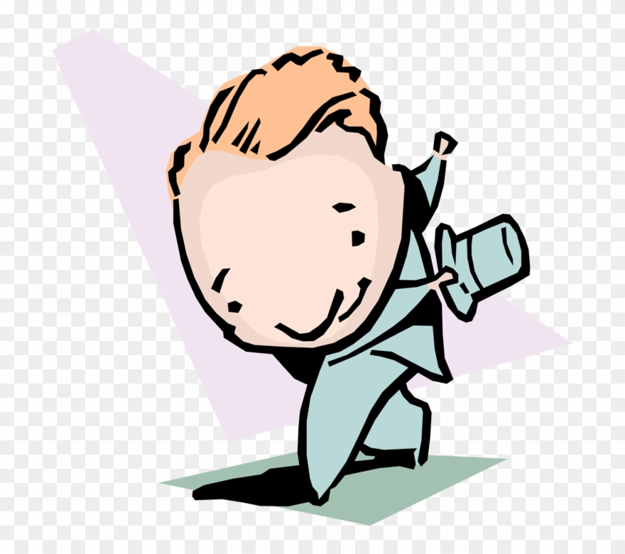 Vector Illustration Of Taking Bow Idiom Businessman - Vector Graphics Clipart